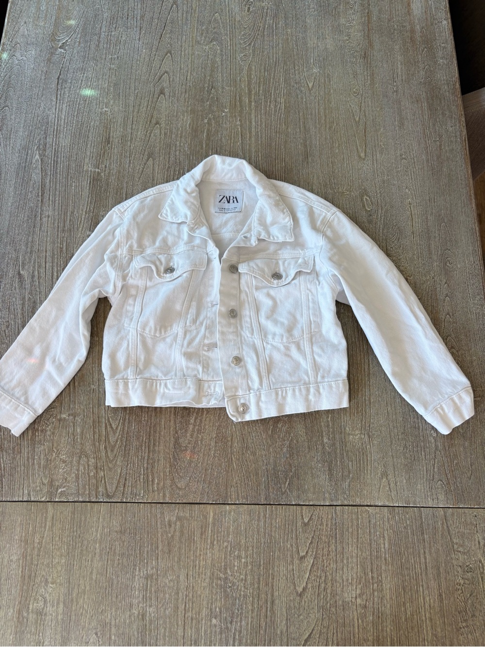 Zara Kids White Denim Jacket with Button Front
